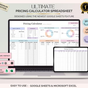 Preisrechner Tabelle, Produktkosten und Margin-Tracker, Small Business Excel-Tool, bearbeitbare Vorlage, Sofort-Download