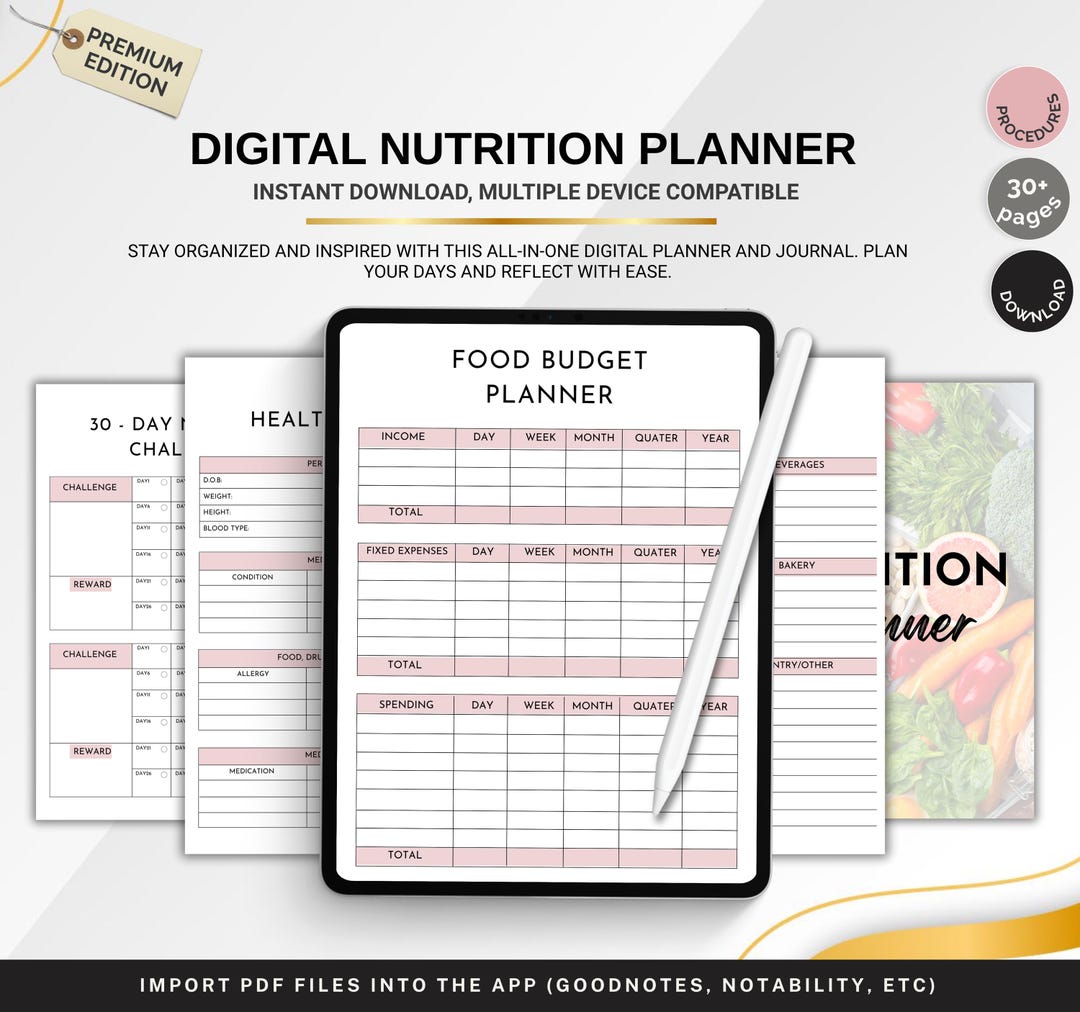 Nutrition Planner Printable, Meal Tracker and Food Log PDF, Daily ...