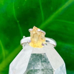 Raw Citrine Crystal Ring, Sterling Silver November Birthstone