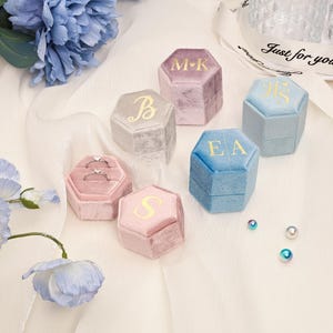 Custom Wedding Ring Box, Engagement Velvet Ring Box, Monogram Ring Box, Proposal Ring Bearer, Modern Ring Box, Ring Box for Wedding Ceremony