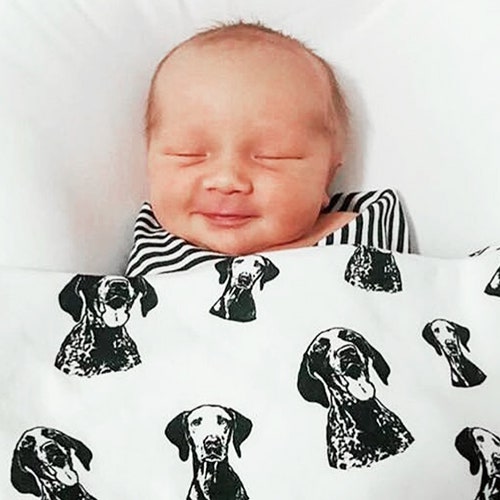 Personalized Baby Swaddle Blanket Dog Baby Announcement Etsy