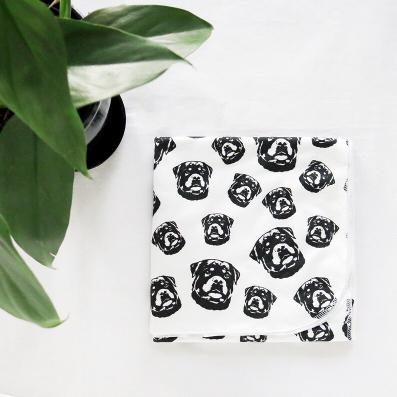 Rottweiler Print Baby Swaddle Blanket Organic Cotton Baby Etsy