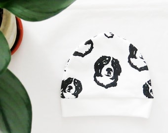 Bernese Mountain Dog print baby hat, slouchy beanie for Newborn to 6 month baby girl boy, baby shower gift ideas, receiving gift unisex