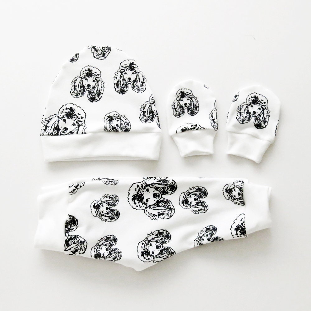 Baby Boys Girls Hat NB & 0-3 Months With 2 Pairs Anti Scratch Mitten Set Cotton 