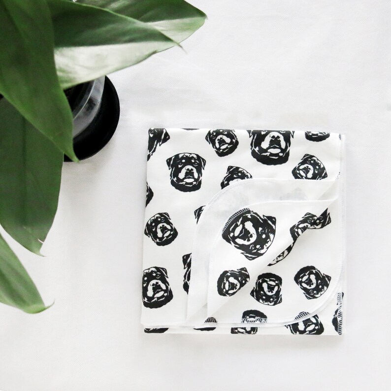 Rottweiler Print Baby Swaddle Blanket Organic Cotton Baby Etsy