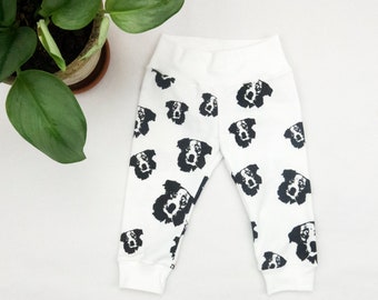 Baby Bottoms With Australian Shepherd Dog Print Made From Organic Cotton, Baby Leggings Girls Boys, Parents To Be Gift For Newborn