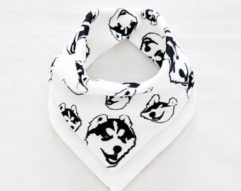 Husky Dog Print Baby Bandana Bib Made From Organic Cotton Double Layer, Dog Themed Baby Shower Gift For Girls Boys, Baby Announcement