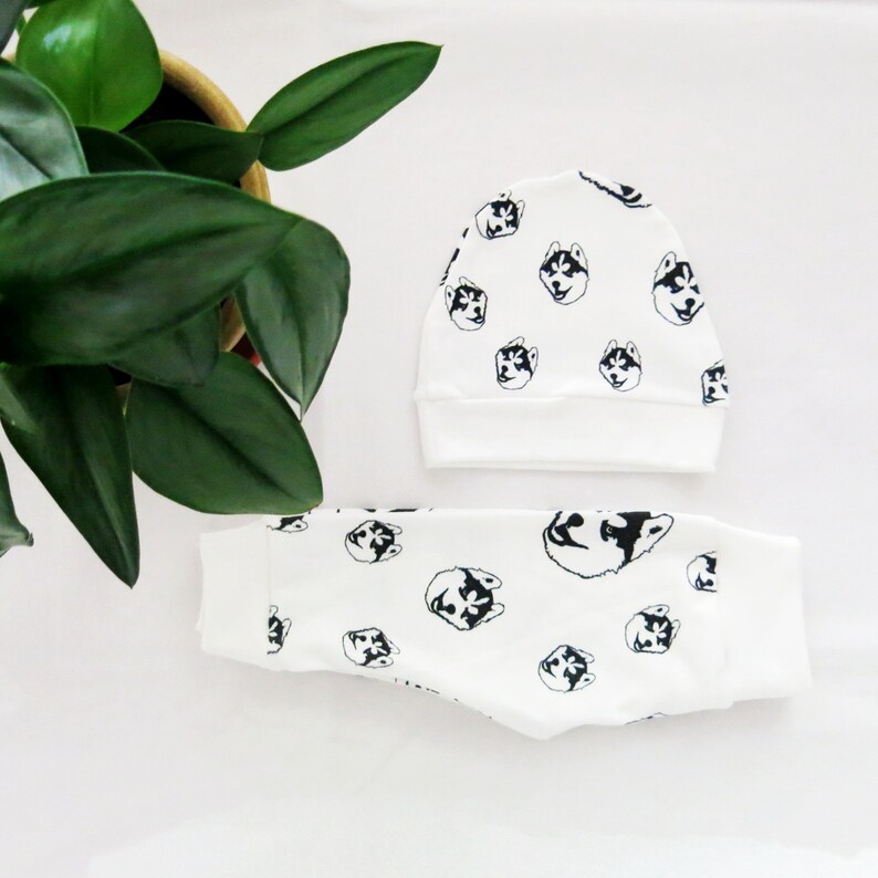 Husky Print Baby Leggings And Hat Set Newborn Coming Home Etsy