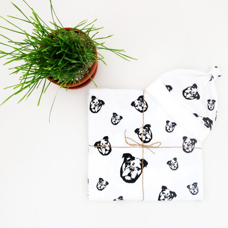 Bulldog Organic Cotton Baby Swaddle Blanket Newborn Swaddle Etsy