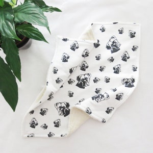 Baby Lovey With Boxer Dog Print Made From Organic Cotton And Plush, Dog Themed Newborn Gift, Baby Comfort Mini Blanket, Size 18x18"