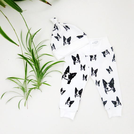 Border Collie Dog Print Baby Leggings and Hat Set Organic Baby Clothes Baby Coming Home Outfit Puppy Themed Baby Shower Gift Girls Boys Etsy Canada