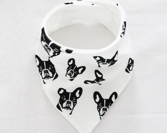 Baby Bandana Bib With French Bulldog Print Made From Organic Cotton, Double Layer Drool Bib For Toddler, Dog Themed Baby Shower Gift New Mom