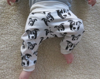 Pit Bull Print Baby Leggings, Organic Cotton Baby Clothes, Dog Themed Baby Gifts, Baby Announcement Girl Boy, Puppy Print Baby Pants