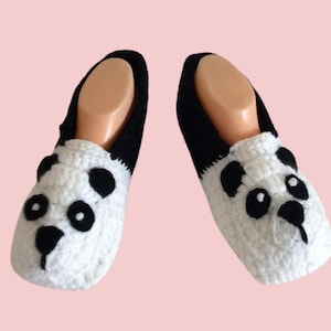 Pantuflas de interior con diseño de panda para mujer, pantuflas para amantes de los pandas en blanco y negro, ropa cómoda de invierno, pantuflas de regalo para ella, regalo para mamá