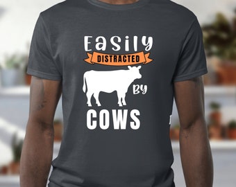 Leicht abgelenkt von Kühen T-Shirt: Lustiges Bauer Geschenk