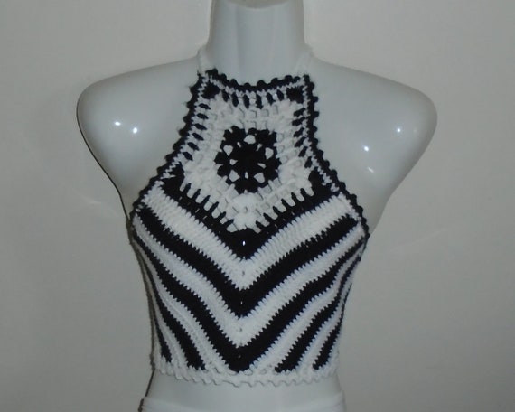 black crochet tank top