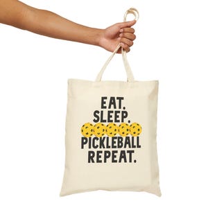 Pickleball Tote Bag: Cotton Canvas Sports Bag, Gift for Player