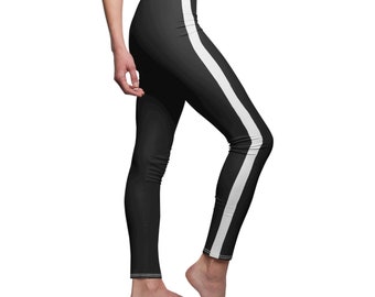 Black Leggings women with white stripes, skinny fitted leggings yoga pants joggers for women, yoga pants woman,workout leggings for her