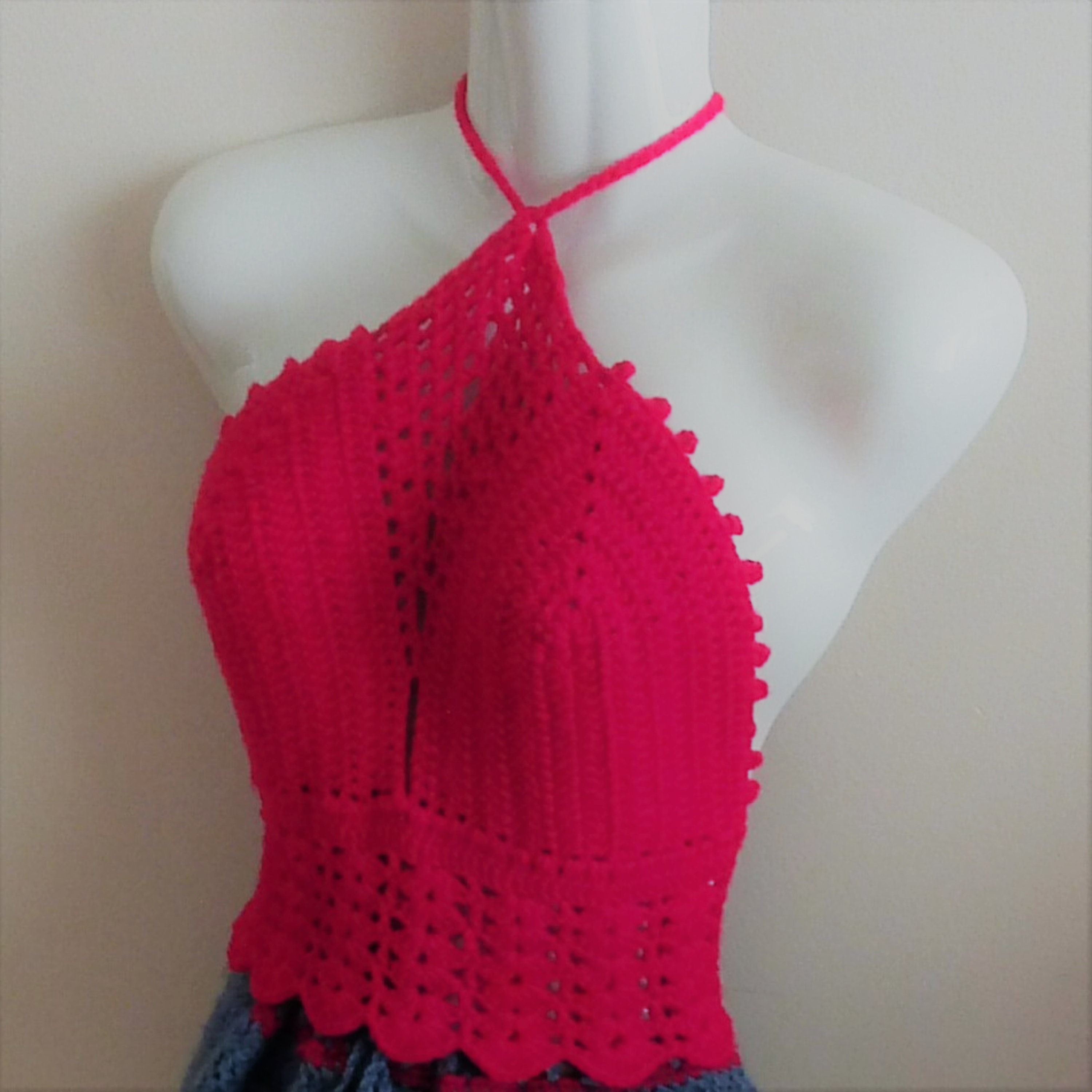 Crochet Red halter top Festival wear Crochet bralette top | Etsy