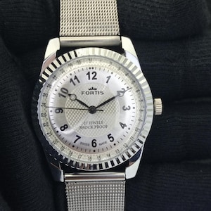 Vintage Fortis Hand-Winding Swiss Mens Refurbished Silver Color Dial Watch B700002-1