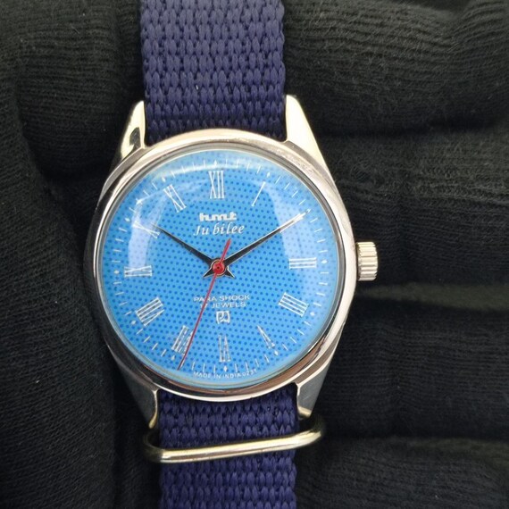 Vintage Hmt Jubilee Hand-winding Indian Mens Sky Blue Color Dial