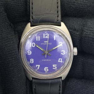 Vintage Fortis Hand-Winding Swiss Mens Refurbished Blue Color Dial Watch B700001-1