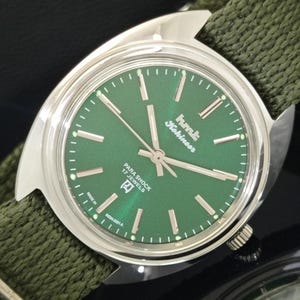 Vintage Hmt Kohinoor Hand-Winding Indian Mens Green Color Dial Wrist Watch B03-C