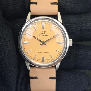 Swiss Vintage Enicar Star Jewels Hand-Winding Mens Beige Dial Watch B700131-1