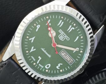 Vintage Seiko 5 Automatic President Transparent Back Japan Mens
