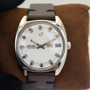 Vintage Enicar Automatic 167 Swiss Mens White Color Dial Day/Date Watch B700146-1