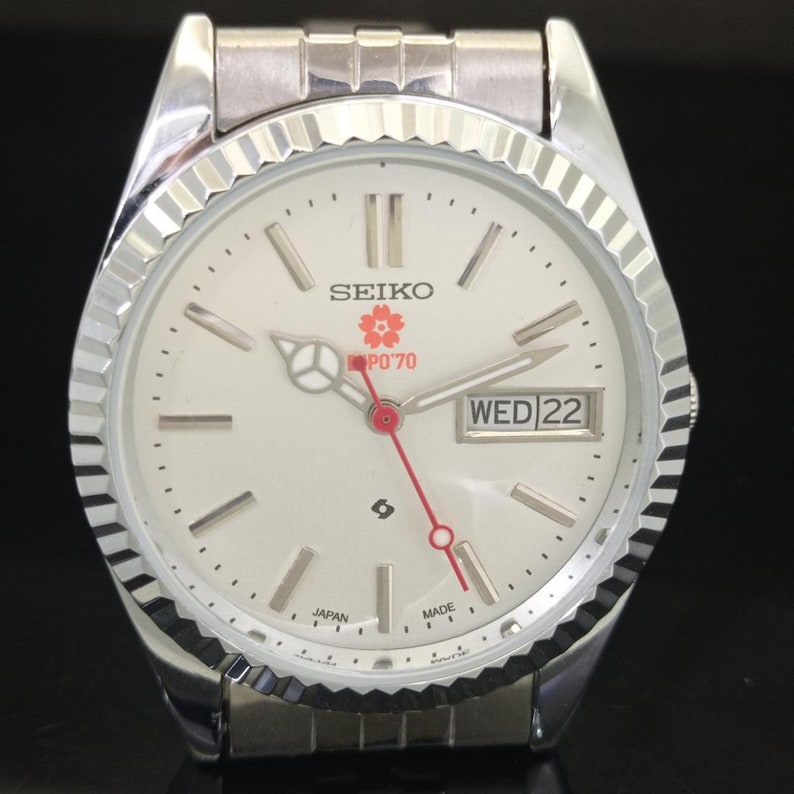 Vintage Refurbished Seiko Expo Automatic 6309a Japan Mens Day/Date Silver Color Dial Transparent Back Wrist Watch b440-c image 5