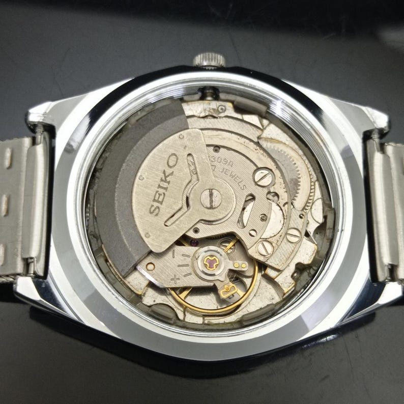 Odnowiony zegarek na rękę Seiko Expo 70 Automatic 6309a z Japonii, męski, z żółtym kolorem tarczy i przezroczystym tyłem, z datą i datą, B281-C zdjęcie 11