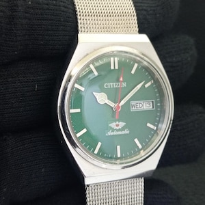 Automatic Vintage Citizen 8200 Japan Mens Day/Date Green Color Dial Wrist Watch B500222-C