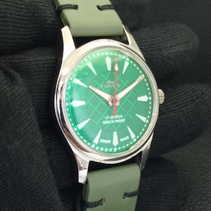 Vintage Fortis Hand-Winding Swiss Mens Refurbished Green Color Dial Wrist Watch b500036-C