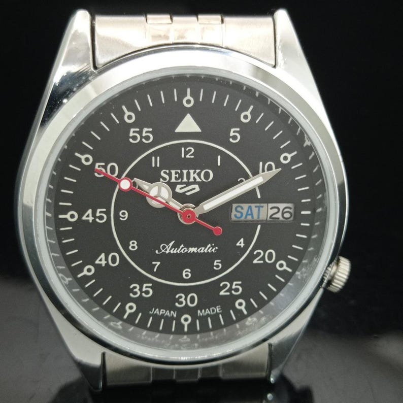 Vintage Refurbished Seiko 5 Automatic 7009a Japan Mens Day&date Black ...