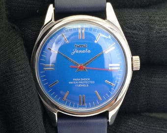 Hmt Inox Blue Vintage Hmt Janata Hand-winding Indian Mens Blue