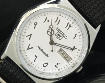 Vintage Refurbished Seiko 5 Automatic 6309a Japan Mens Day./date
