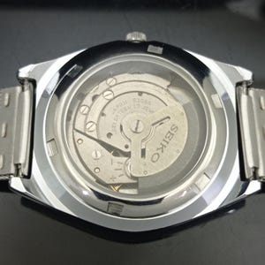 Odnowiony zegarek na rękę Seiko Expo 70 Automatic 6309a z Japonii, męski, z żółtym kolorem tarczy i przezroczystym tyłem, z datą i datą, B281-C zdjęcie 9