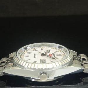 Vintage Überholte Seiko 5 Automatik 6309a Japan Herren Day / Date Römische Figur Weiße Farbe Zifferblatt Transparente Rückseite Armbanduhr B446-C Bild 6