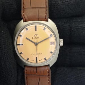 Vintage Enicar Star Jewels Hand-Winding Swiss Mens Beige Dial Watch B700137-1