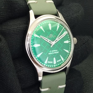 Vintage Fortis Hand-Winding Swiss Mens Refurbished Green Color Dial Wrist Watch b500034-C