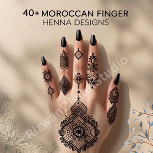 Moroccan Finger Henna Stencils: Geometric Mehndi Designs (SVG, PNG Cut Files)