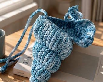 Patroon pdf-tas gehaakte schelptas, schelp-trekkoord crossbodytas-tutorial, zomer kust-strandtasje