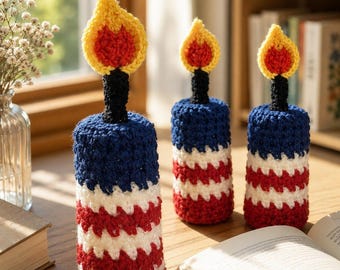 Gehaakt patriottisch kaarspatroon pdf, rood wit blauwe amigurumi, Independence Day decor, Fourth of July haaktutorial