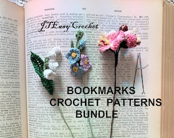 Crochet Bookmarks Pattern, Spring Flower Bookmark, Pdf Pattern, Book Lover Gift, Easy Crochet Tutorial, Cherry Blossom Pattern,Forget Me Not