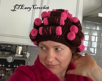 Crochet Curler Wig Hat Pattern, Baby Hair Roller Pattern, Foam Rollers Hat, Crazy Cat Lady Hat, Newborn Photo Props, PDF Patterns, DIY