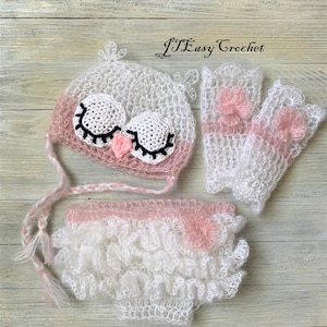Crochet Owl Hat Pattern, Sleeping Owl Baby Outfit, Newborn Owl Costume Pattern, Photography Props, Owl Knitting Pattern, Animal Hat Pattern