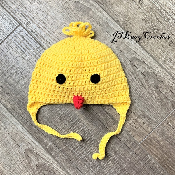 Crochet Chicken Hat Pattern, Easter Chick Baby Hat, Newborn Photo Props Pattern, Preemie Animal Beanie, Crochet Tutorial, Knitting Pattern
