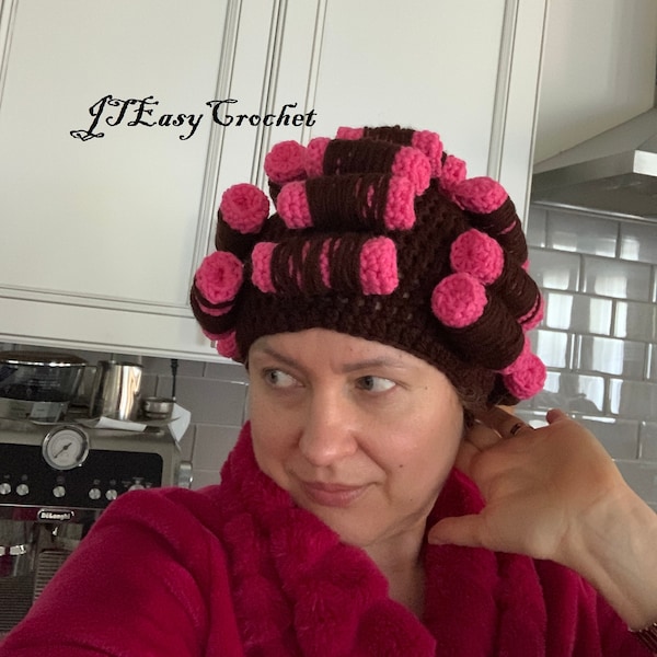 Crochet Curler Wig Hat Pattern, Baby Hair Roller Pattern, Foam Rollers Hat, Crazy Cat Lady Hat, Newborn Photo Props, PDF Patterns, DIY