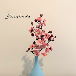 Modello all'uncinetto con fiori di ciliegio, modello all'uncinetto con fiori di ciliegio, modello di fiori giapponesi, fiori primaverili PDF, modello di maglia, modello di bouquet di fiori